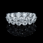 Diamond 18k White Gold Three Row Ring