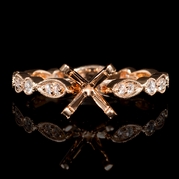 Diamond Antique Style 18k Rose Gold Engagement Ring Setting  