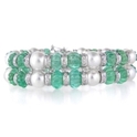 Diamond Emerald & Pearl 18k White Gold Bracelet