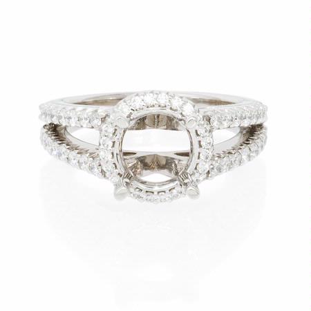 Ritani Bella Vita Collection Diamond 18k White Gold Halo Engagement Ring Setting