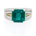 Simon G Diamond and Emerald 18k Two Tone Gold Ring