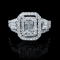Diamond 18k White Gold Emerald Cut Double Halo Ring