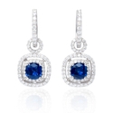 Diamond and Ceylon Blue Sapphire 18k White Gold Dangle Earrings