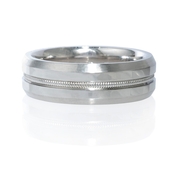 Men's Antique Style Platinum Wedding Band Ring