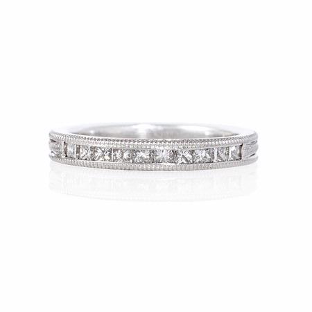 Diamond Antique Style Platinum Wedding Band Ring