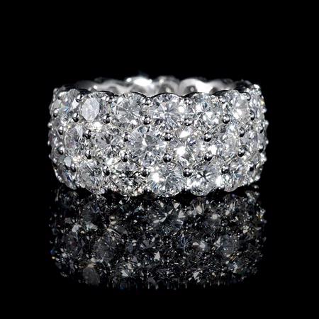 Diamond Three Row 18k White Gold Eternity Wedding Band Ring