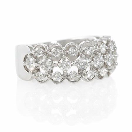 1.13ct Diamond Antique Style 18k White Gold Ring