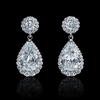 GIA Certified Diamond 18k White Gold Dangle Earrings