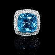 Diamond and Blue Topaz 18k White Gold Ring