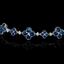 Diamond and Blue Sapphire Antique Style 18k White Gold Bracelet