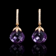 .20ct Diamond and Purple Amethyst 18k Rose Gold Dangle Earrings
