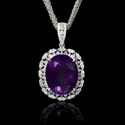 Diamond and Purple Amethyst 14k White Gold Pendant