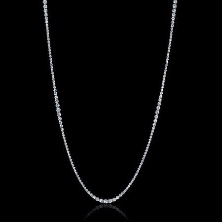 Diamond 18k White Gold Graduated Tennis Opera Necklace