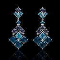 Diamond Blue Topaz and Tanzanite 18k White Gold Dangle Earrings