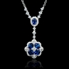 Diamond and Blue Sapphire 18k White Gold Pendant Necklace 