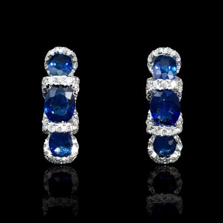 Diamond and Blue Sapphire 18k White Gold Earrings 