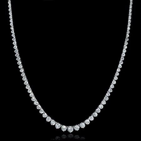 Diamond 18k White Gold Graduated Diamond Tennis Necklace  