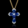 Diamond and Blue Sapphire 18k White Gold Cross Pendant