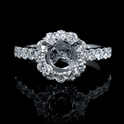 Diamond 18k White Gold Halo Engagement Ring Setting 