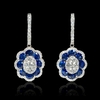 Diamond and Blue Sapphire 18k White Gold Dangle Earrings 