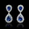 Diamond and Blue Sapphire 18k White Gold Dangle Earrings