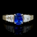 Diamond and Ceylon Sapphire 18k Two Tone Gold Engagement Ring