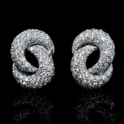 Garavelli Diamond 18k White Gold Cluster Earrings 