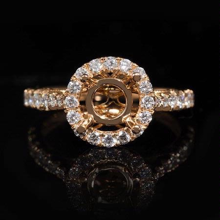 Diamond 18k Rose Gold Halo Engagement Ring Setting  