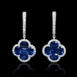 .51ct Diamond and Blue Sapphire 18k White Gold Dangle Earrings