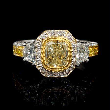 Diamond Antique Style 18k Two Tone Gold Engagement Ring